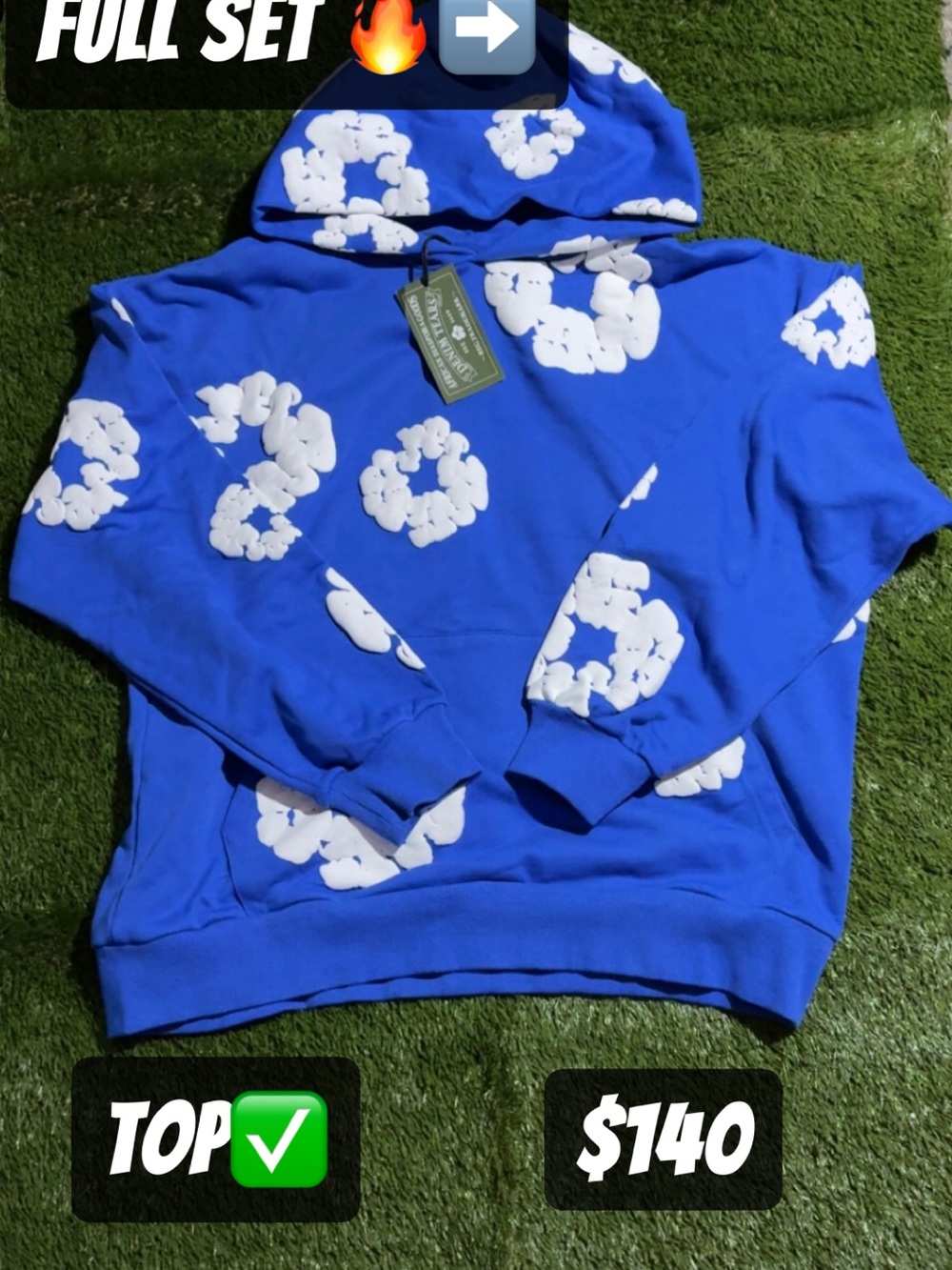 Blue Cloud-Print Lightweight Hoodie Jacket